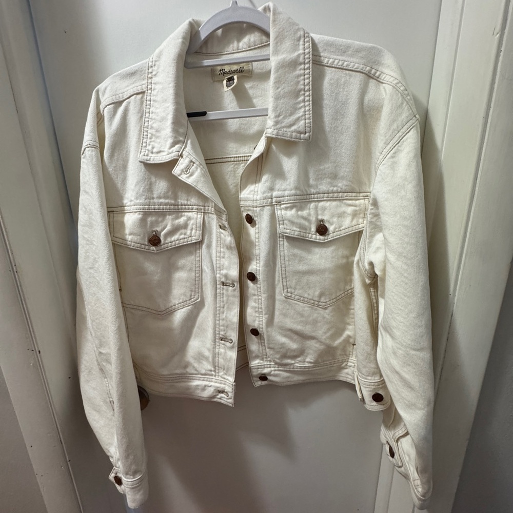 Madewell Cream Denim Cropped Jacket